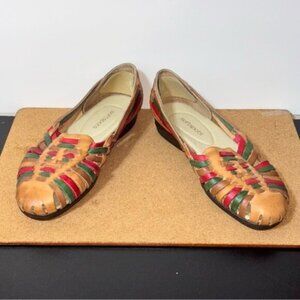 Softspots Multicolor Leather Flats 9W Shoes Bohemian Casual
